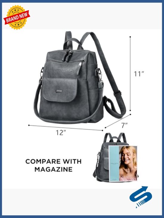 Faux Leather Backpack Purse, Multi-Pocket Travel Daypack, Adjustable Shoulder main image 2